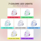 The seven LED light colors of the LumiGlow mask